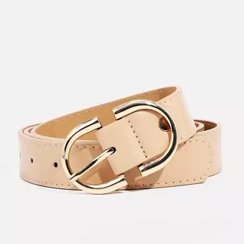 Ремень женский, ширина 3 см, винт, пряжка металл, цвет бежевый