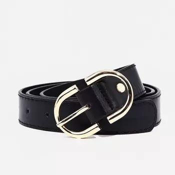 Ремень женский, ширина 3 см, винт, пряжка металл, цвет черный