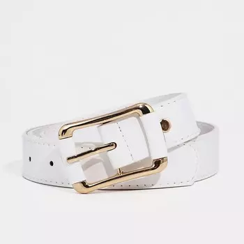 Ремень женский, ширина 3 см, винт, пряжка металл, цвет белый