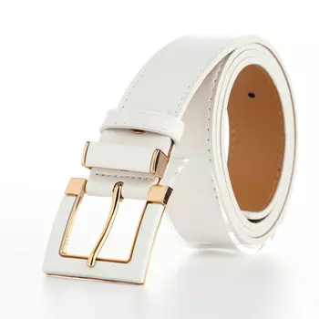 Ремень женский, ширина 3 см, винт, пряжка кожа, цвет белый