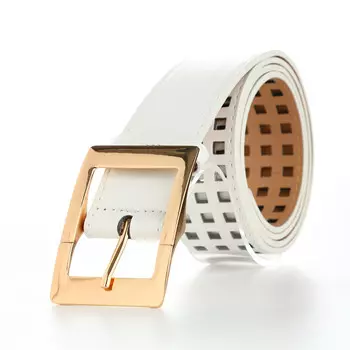 Ремень женский, 1104 см, пряжка металл, золотистая, белый