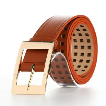 Ремень женский, 1104 см, пряжка металл, золотистая, рыжий