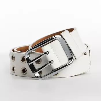 Ремень женский с винтом, люверсами, 1054 см, пряжка металл, серебристая, белый