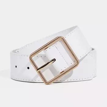 Ремень женский, ширина 4 см, пряжка металл, цвет белый