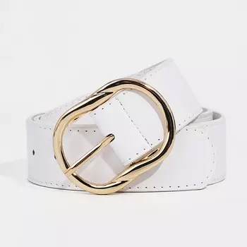 Ремень женский, ширина 4 см, пряжка металл, цвет белый