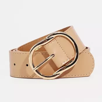 Ремень женский, ширина 4 см, пряжка металл, цвет бежевый