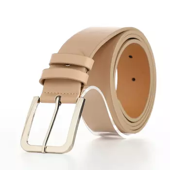 Ремень женский с винтом, 1104 см, классическая пряжка металл, серебристая, бежевый
