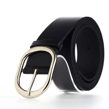 Ремень женский с винтом, 1104 см, овальная пряжка металл, серебристая, черный