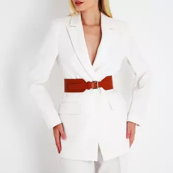 Ремень женский широкий, 1006.7 см, пряжка металл, серебристая, рыжий