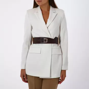 Ремень-резинка женский широкий, 966 см, пряжка металл, золотистая, коричневый