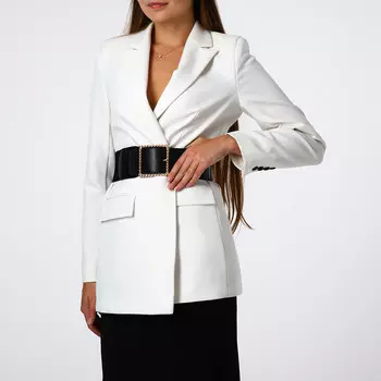 Ремень женский широкий, 767.5 см, пряжка металл, золотистая, черный