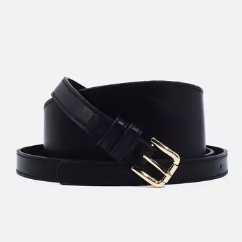 Ремень женский, ширина 7,5 см, пряжка металл, цвет черный