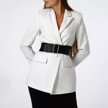 Ремень-резинка женский широкий, 787 см, пряжка металл, золотистая, черный