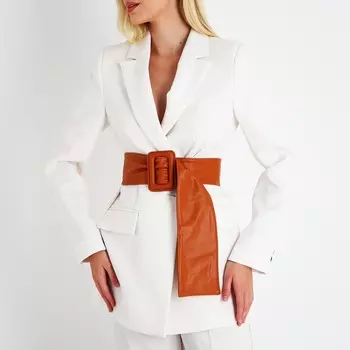 Ремень женский широкий, 1008 см, пряжка-затяжка в ремня, рыжий