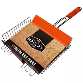 Решетка-гриль для мяса maclay premium, хромированная сталь, 57x31 см, рабочая поверхность 31x28 см