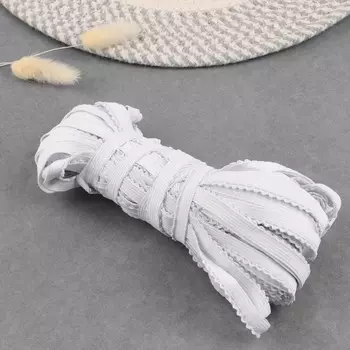 Резинка ажурная, 10 мм, 25 м, цвет белый