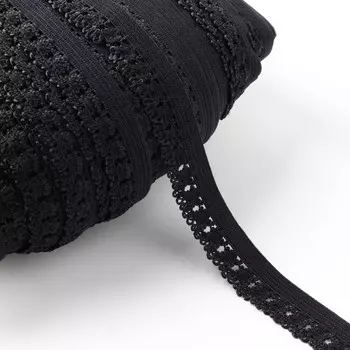 Резинка ажурная бельевая, 14 мм, 100 ± 1 м, цвет черный