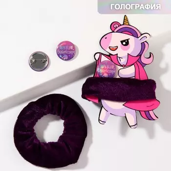 Резинка для волос и значок