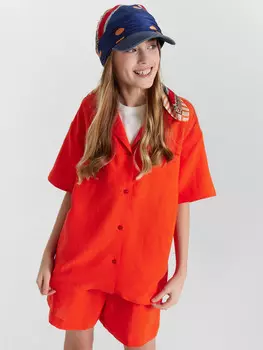 Рубашка для девочек оранжевая