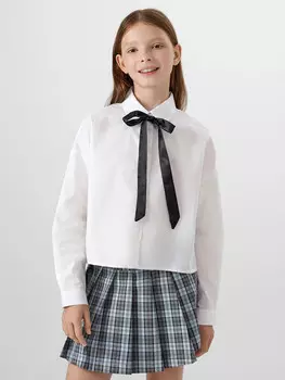 Рубашка для девочек белая с бантом