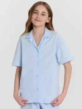 Рубашка для девочек голубая в полоску