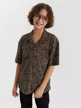 Рубашка для мальчиков коричневая с принтом