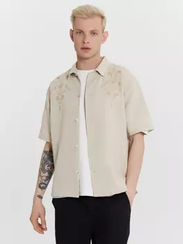 Рубашка мужская бежевая с орнаментом
