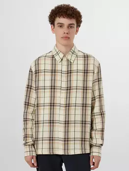 Рубашка мужская бежевая в клетку