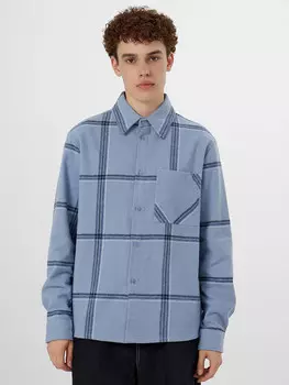 Рубашка мужская голубая в крупную клетку