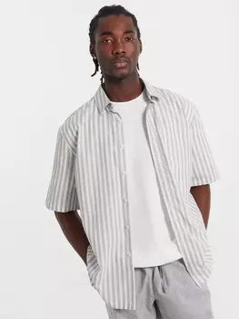 Рубашка мужская серая в полоску