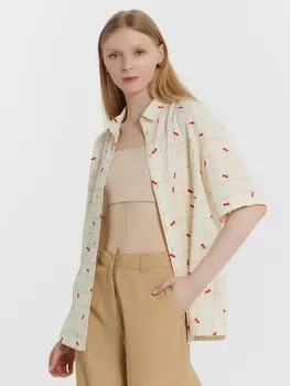 Рубашка женская бежевая в клетку