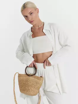 Рубашка женская белая изо льна и района