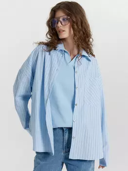 Рубашка женская голубая в полоску