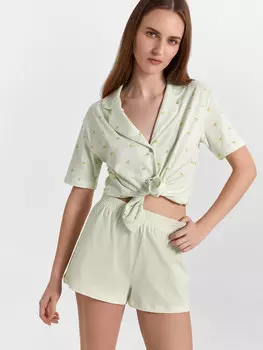 Рубашка женская салатовая в полоску