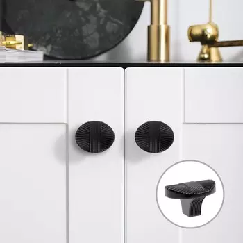 Ручка-кнопка cappio, цинк, d=35 мм, цвет черный, 8 шт.