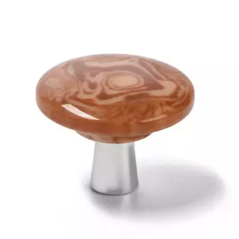 Ручка-кнопка cappio pk106, d=32 мм, пластик, цвет хром/дерево