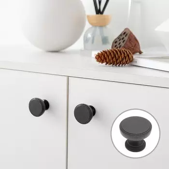 Ручка-кнопка cappio pk322, d=30 мм, цвет черный, 8 шт.