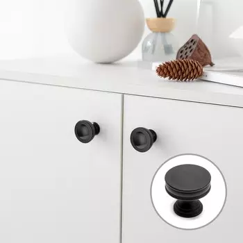 Ручка-кнопка cappio pk324, d=30 мм, цвет черный, 8 шт.