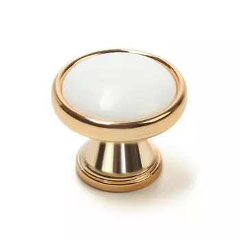 Ручка-кнопка cappio рк101, d=32 мм, пластик, цвет золото с белой вставкой