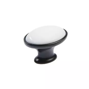 Ручка-кнопка тундра рк023bl light, черная с белой вставкой