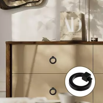 Ручка-кнопка тундра рк045bl, черная, 8 шт