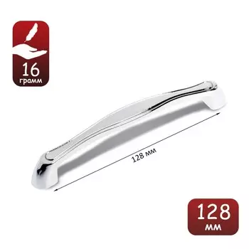 Ручка мебельная рс193cp, м/о 128 мм, цвет хром
