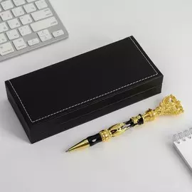 Ручка металл с гербом, цвет черный