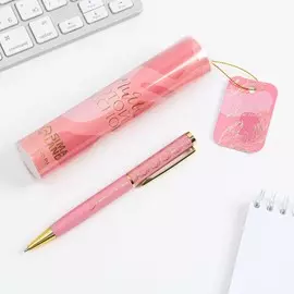 Ручка шариковая, синяя паста, 1.0 мм, металлическая в тубусе