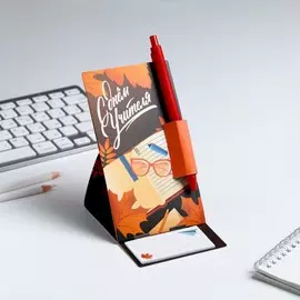 Ручка на открытке с бумажным блоком