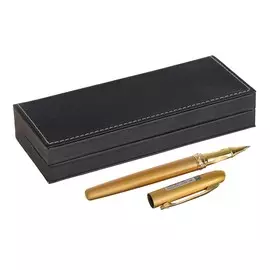 Ручка подарочная шариковая в кожзам футляре аризона корпус золотистый