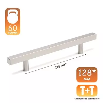 Ручка-рейлинг квадрат cappio, м/о 128 мм, l=200 мм, нержавеющая сталь