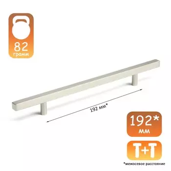 Ручка-рейлинг квадрат cappio, м/о 192 мм, l=300 мм, нержавеющая сталь