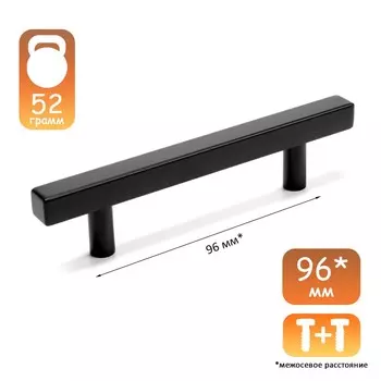 Ручка-рейлинг квадрат cappio, м/о 96 мм, l=150 мм, цвет черный