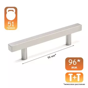 Ручка-рейлинг квадрат cappio, м/о 96 мм, l=150 мм, нержавеющая сталь